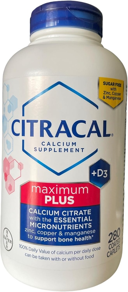 Capelli citrazionali del citrato del calcio (Maximum Plus) + D3 1Pack (280 ct.) (il imballaggio può variare)