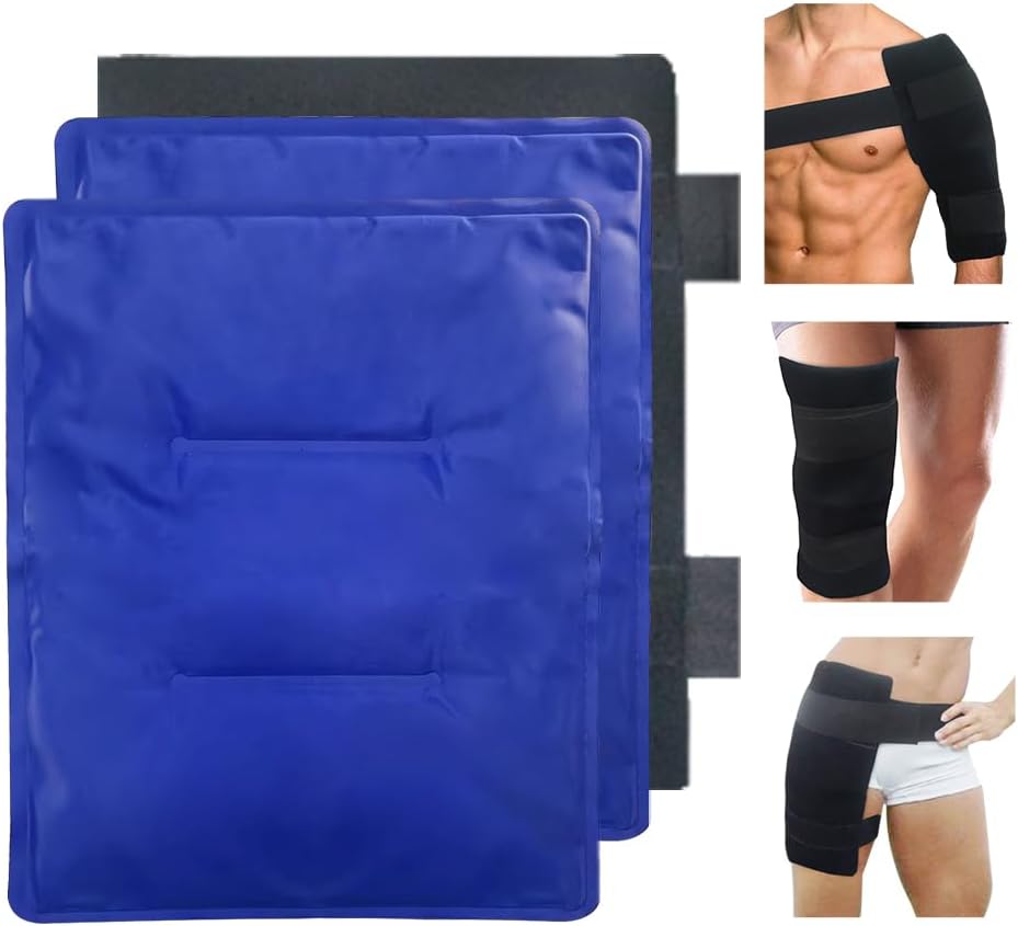 Große Gel weiche flexible Eispakete für Verletzungen, Wiederverwendbare Gefrierschrank Cold Pack, Heiße Kaltkompressentherapie, 2 Packungen Gel Pads für Rücken, Schulter, Knie, Hüfte, Bein, Armverletzung, 11"x14"