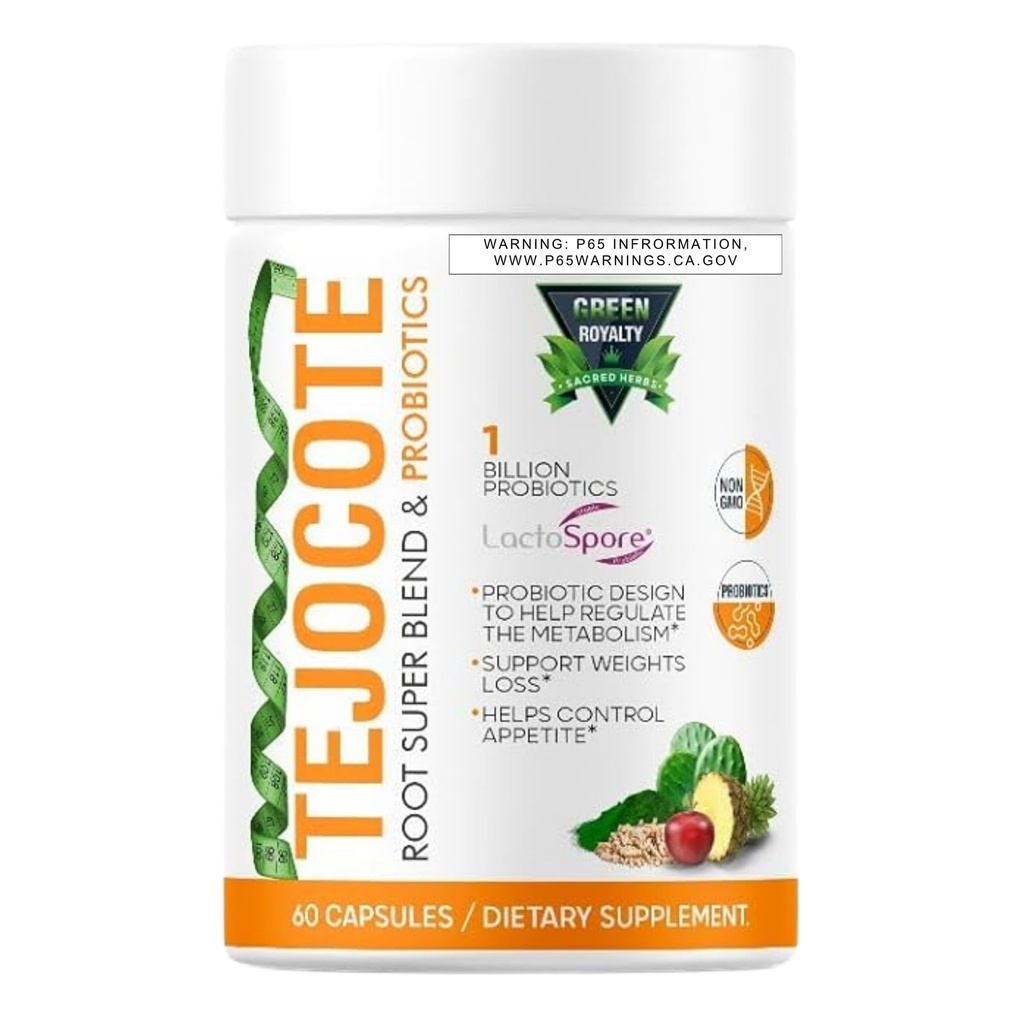 TEJOCOTE Root Super Blend & PROBIOTICS (60Cap) Perdita di peso Supplemento dietetico Premium | 1 miliardo di PROBIOTICS | Perdita di peso di supporto |Helps Control Appetite - 2 mesi di alimentazione