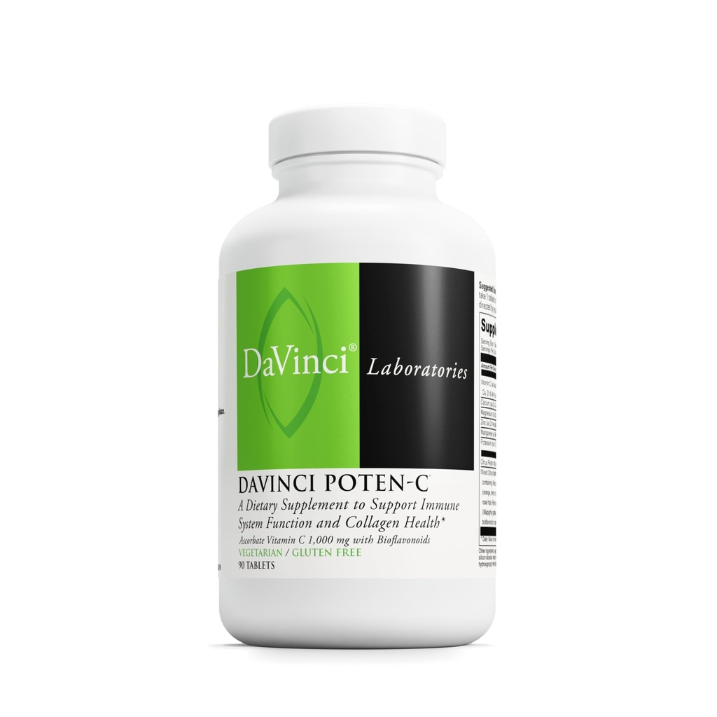 DAVINCI Labs Poten-C - Support Immune System Function & Collagen Health* - Vitamina C, Calcio, Magnesio, Zinco, Potassio, Manganese & Bioflavonoidi - Vegetariano - Gluten-Free - 90 compresse