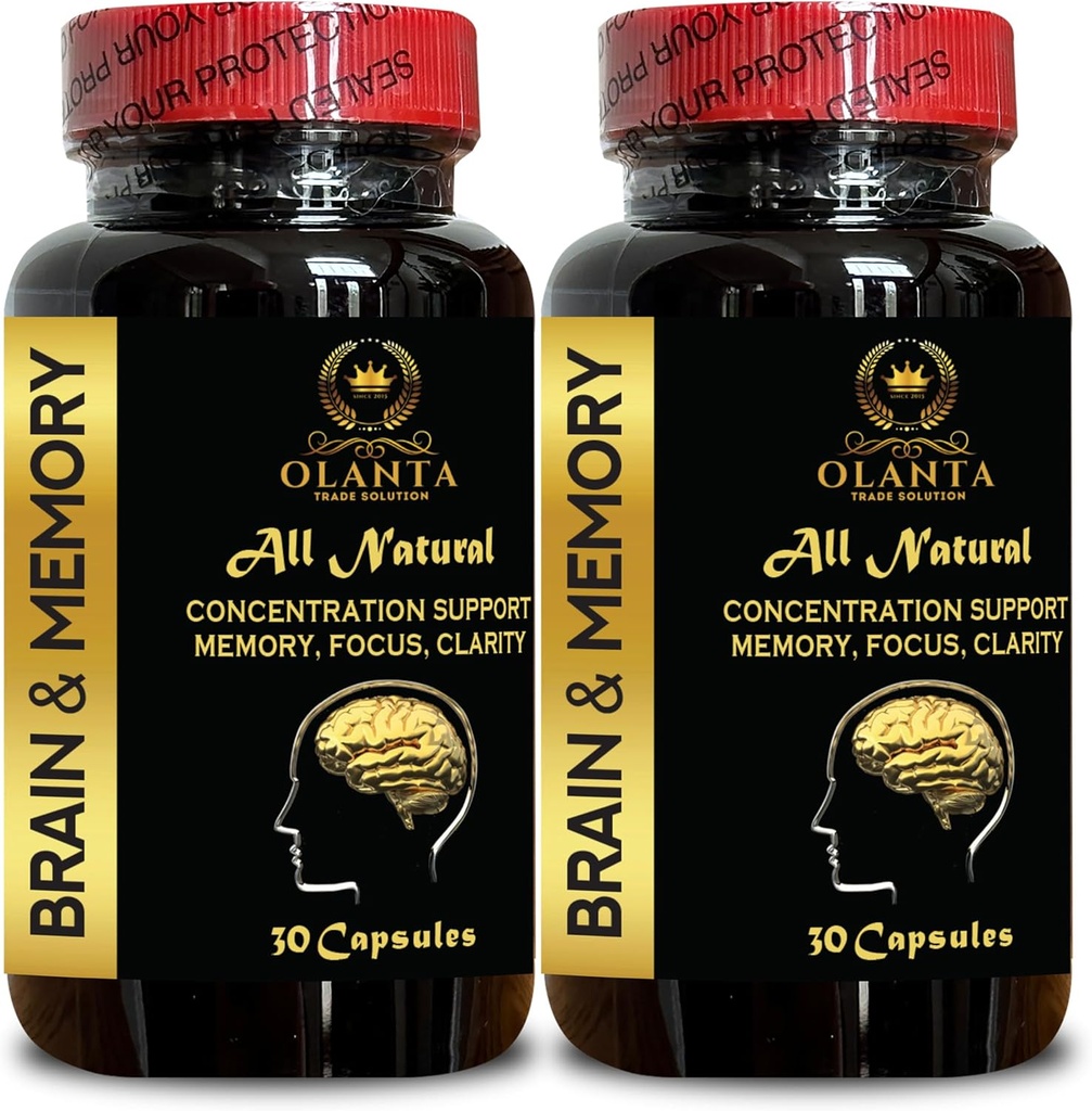 Soutien de la mémoire cérébrale - Fonction cérébrale et alerte, stimule la performance cognitive et la fonction cérébrale, focalisation et concentration, amélioration de la mémoire - 2 bouteilles 60 Capsule