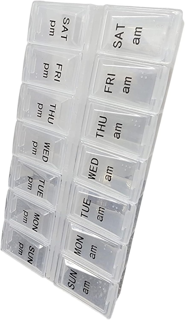 Deux fois par jour Organisateur de pilules, hebdomadaire jour et nuit Pill Container, jour et nuit Médicaments ou vitamine pour le matin ou la nuit AM PM séparation (12)