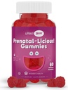 Maxi Santé Gommies prénatales organiques pour femmes - Gummy prénatal aromatisé à la cerise Kosher - Vitamines prénatales pour les femmes avec acide folique et fer pour le développement foetal, 60 Nombre