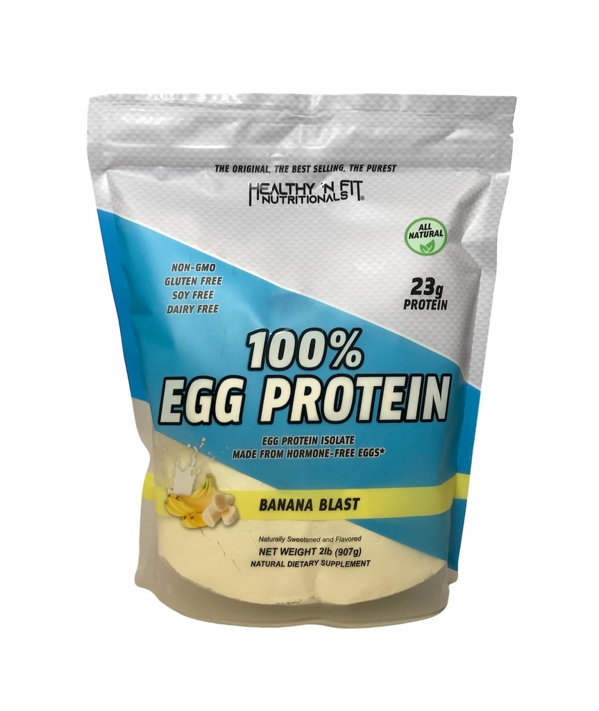 Healthy N Fit 100% EGG PROTEIN- Banane (2lb): 100% Egg White Protein PLUS peptides naturels. Naturellement sucré, Keto, Paléo