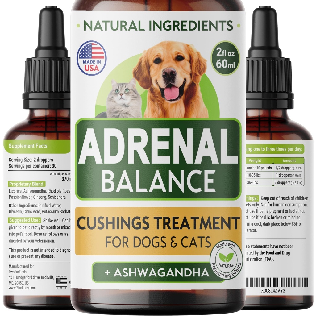 Аdrеnаl Balance für Hunde und Katzen - Kissen Behandlung für Haustiere, Аdrеnаl Unterstützung w/Ashwagandha, Licorice Root, Rhodiola Rosea – Beste Kussbehandlung für Hunde - 2oz Harmony Kräutertropfen