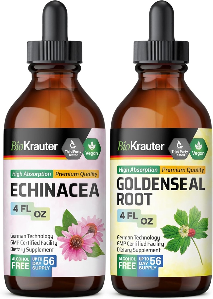 BIO KRAUTER Echinacea Tincture 4 Fl. Oz. & Goldenseal Tincture 4 Fl. Oz.