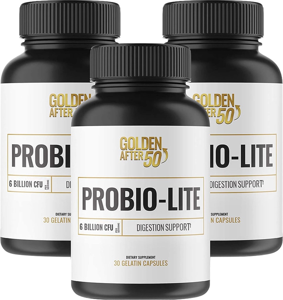 Golden After 50 Probio-Lite - für Gut Gesundheit und Verdauung Unterstützung - Probiotika für Männer und Frauen - 3 Flaschen - Probiotika für okziöses Sodbrennen, Gas, Verdauung
