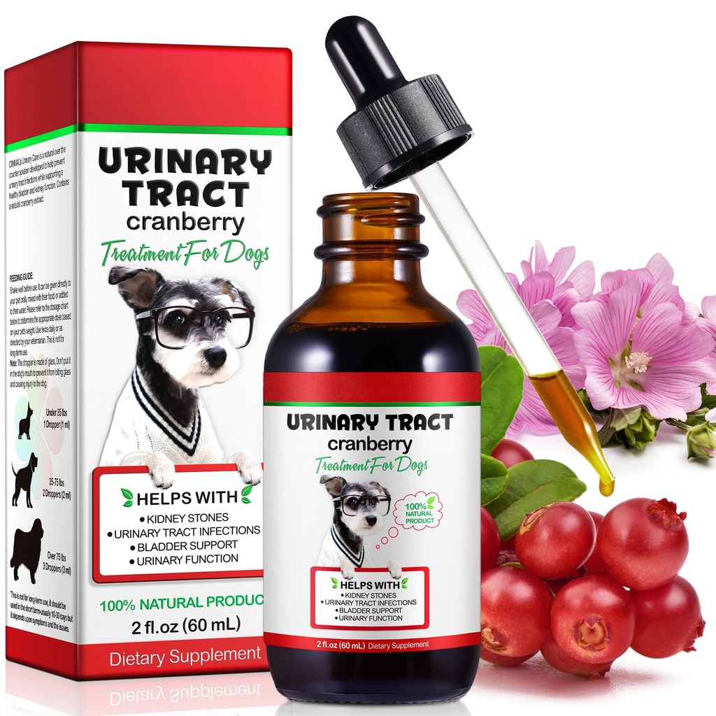 Tratto urinario per cani, Trattamento di infezione del tratto urinario del cane con i supporti di mirtillo Tratto urinario e la vescica, Supporta la pietra del rene & Dog UTI, Supplemento di mirtilli per cani - 60 ml