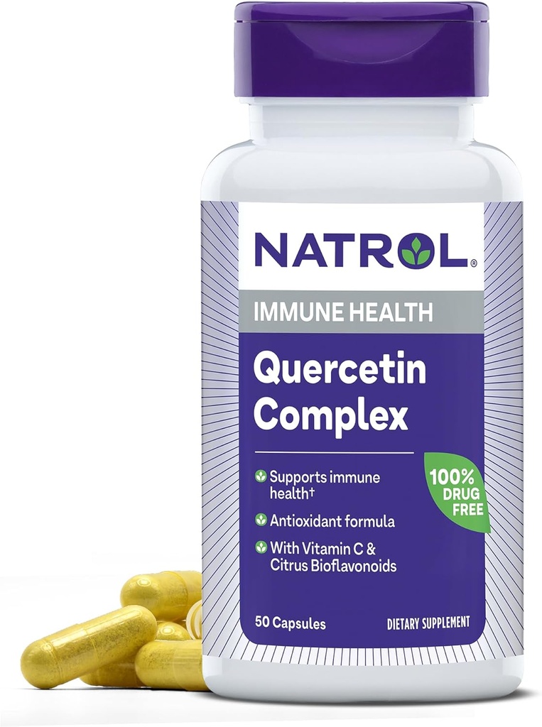 Natrol Quercetin Complex, Integratore alimentare per la Salute Immune, Integratori di Quercetina con Vitamina C e Citrus Bioflavonoidi, 50 Capsule, Fino a 25 giorni di alimentazione