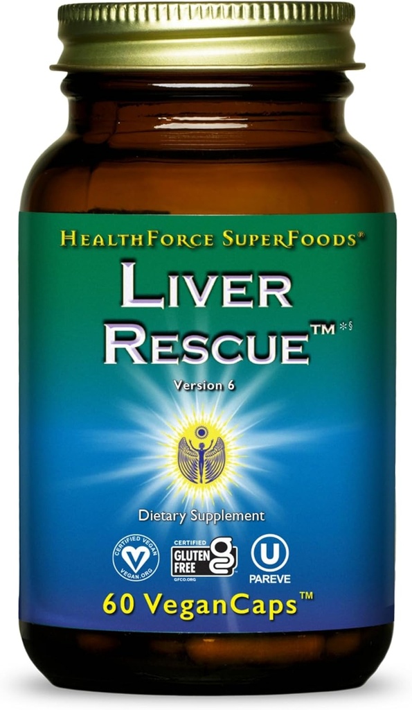 HealthForce SuperFoods Liver Rescue - Natürliche Leberreiniger - mit Milch Thistle & Dandelion Root - Glutenfrei & Vegan - 60 Kapseln