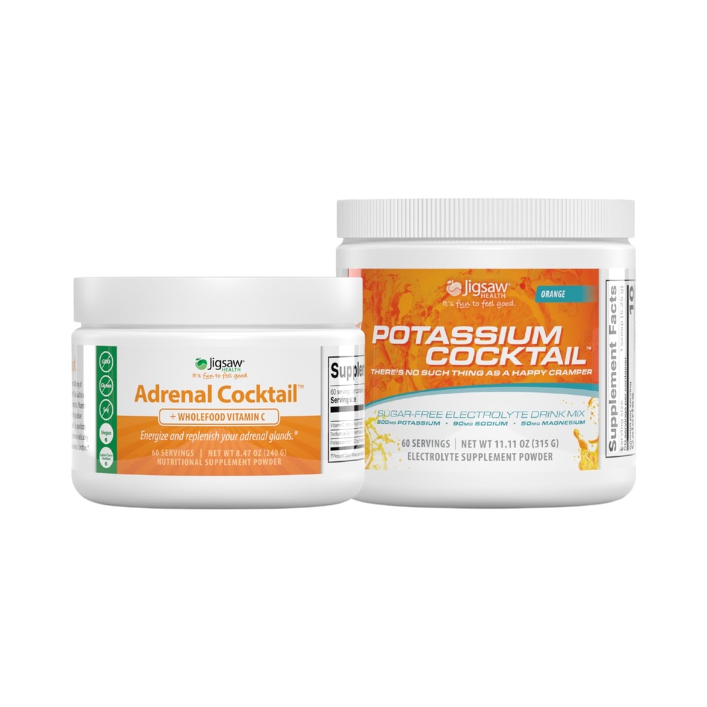 Jigsaw Health Bundle | Cocktail surrenale, 60 Serve (Jar), e Cocktail di potassio (Orange), 60 Serve (Jar)