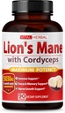 VITAL HERBAL Lions Mane Mushroom mit Cordyceps Kapseln gleichwertig zu 5030mg - Maximale Potenz L-Theanine Ashwagandha Gehirn Ergänzung für Fokus Memory Energy Mood Unterstützung 90 Tage Versorgung