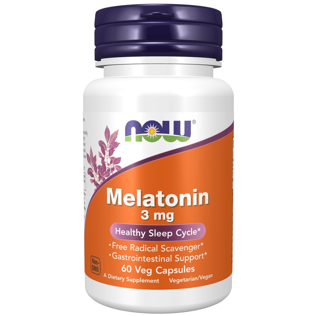 JETZT Nahrungsergänzungsmittel, Melatonin 3 mg, Free Radical Scavenger*, Healthy Sleep Cycle*, 60 Veg Kapseln