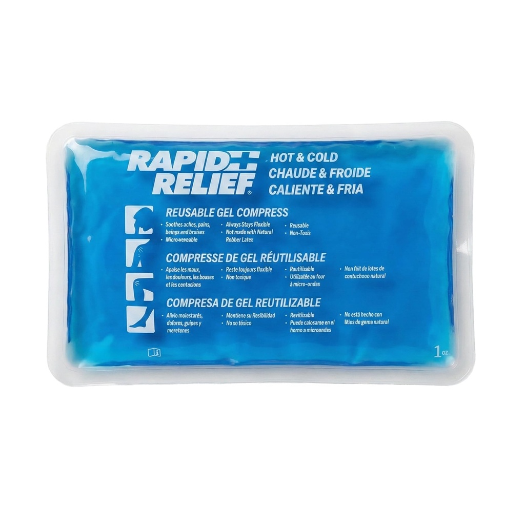 Rapid Relief Reusable Hot & Cold Gel Compress with Contour-Gel 5 1/4x9-Inch Medium Cold Compress Blue Gel Ice Pack per lesioni