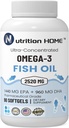 Triple force Omega 3 Huile de poisson 3000 mg EPA & DHA, 2520mg d'acides gras Omega 3 1440mg EPA + 960mg DHA Meilleurs acides gras essentiels Suppléments de softgel sans Burpless Premium (90)