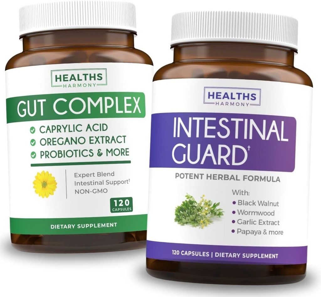 Garde intestinale et complexe Gut (2 mois d'approvisionnement) Combo Gut Guard - Garde intestinale (120 capsules) Formule naturelle et complexe Gut (120 capsules) Support Candida naturel - Support tout-en-un