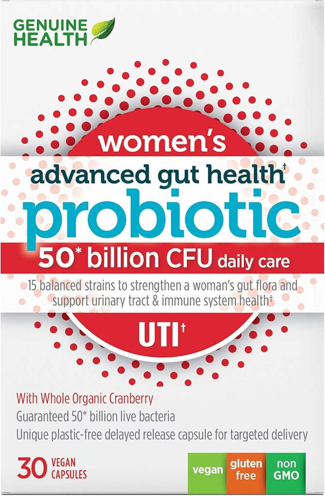 Probiotique quotidien de santé véritable pour les femmes pour le soutien UTI, aide à promouvoir un système urinaire sain, multi-train, formule biologique avec canneberge, 30 capsules