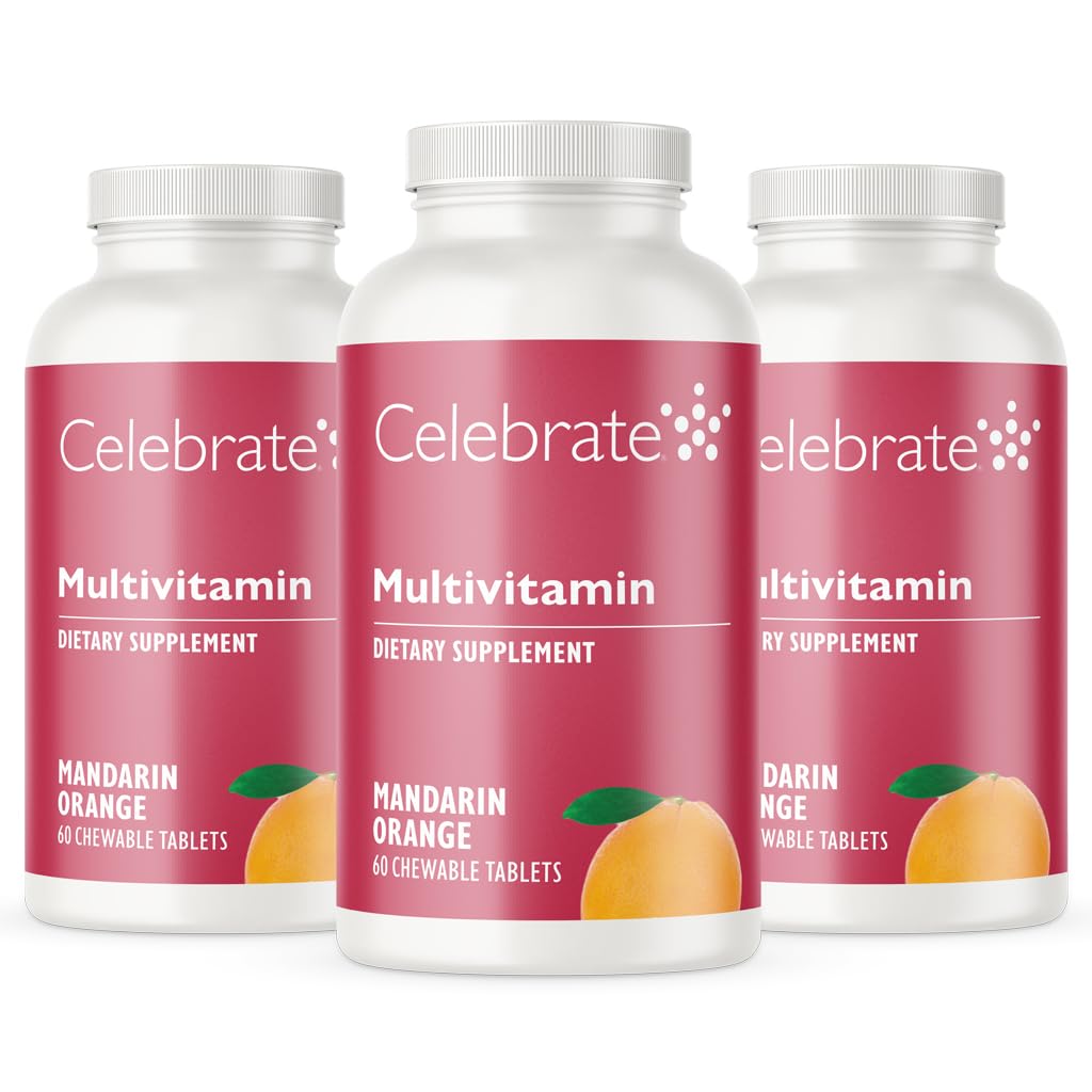 Celebrare Vitamine Bariatric Multivitamin Chewable, Iron Free - Post Gastric Bypass & Manica Gastrectomy Supplemento per Uomini & Donne - Minerali essenziali & Vitamina A, B, D & E - Arancione (180 compresse)