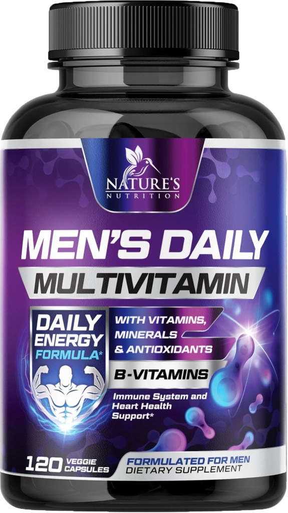 Multivitaminico per gli uomini - Vitamina A, C, D, E, Zinco, Calcio, Multivitaminici per il supporto sanitario Immune, Vitamina B12, Capsule Multivitaminici Giornalieri Mens Multi Vitamine - 120 Capsule