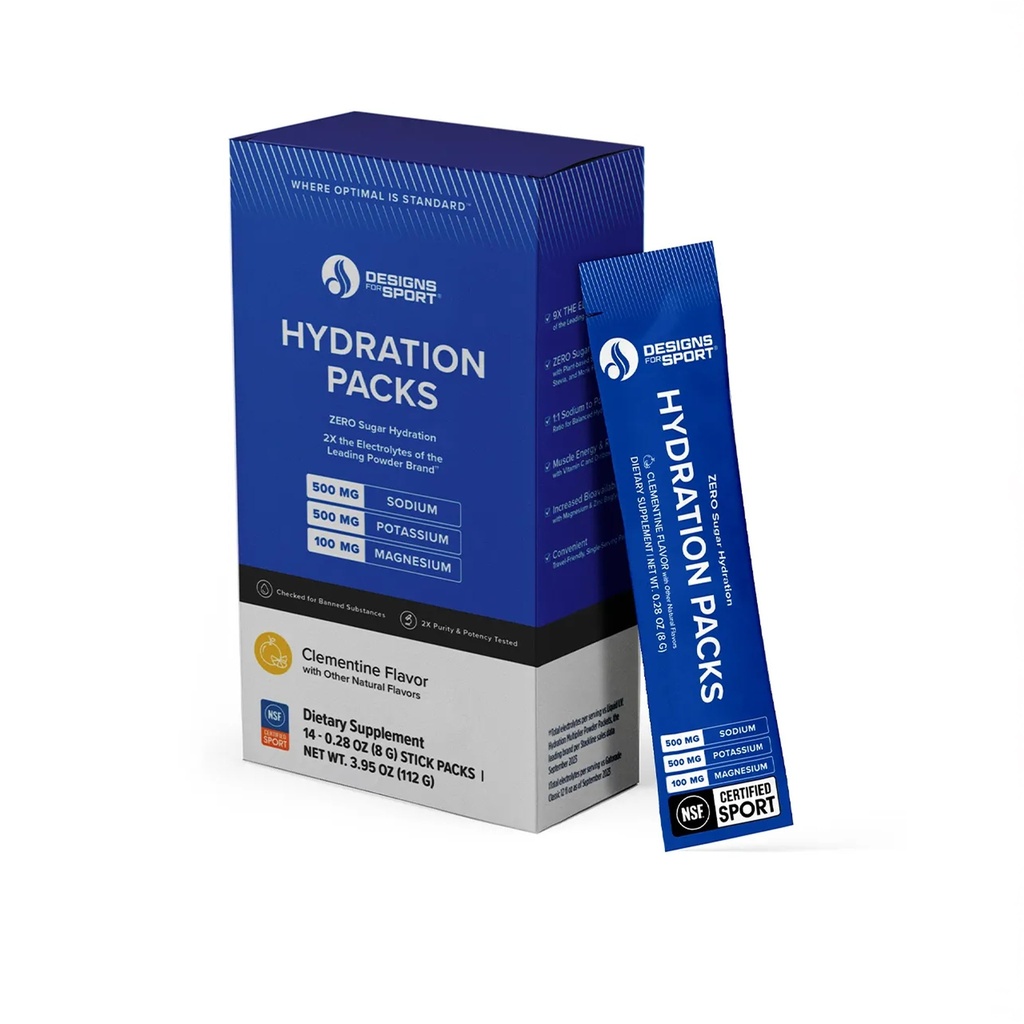Design per i pacchetti di idratazione sportiva - Zero Sugar Electrolyte Drink Mix - Con D-Ribose, Minerali essenziali & Vitamina C - NSF Certified Sport - Polvere di idratazione atletica - Clementine Flavor - 14 Packets