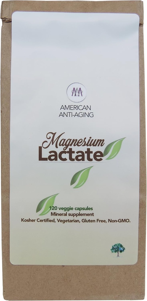 Magnésium Lactate 500 mg, 120 Capsules végétariennes faciles à avaler. Docteur formulé. Haute absorption. Sacs en papier écologique recyclés pour les achats originaux ou les recharges de bouteilles. Fabriqué aux États-Unis.