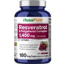 Résvératrol et complexe polyphénol NusaPure 1450mg 180 Caps végétariens (non OGM, végétalien) Vitamine C