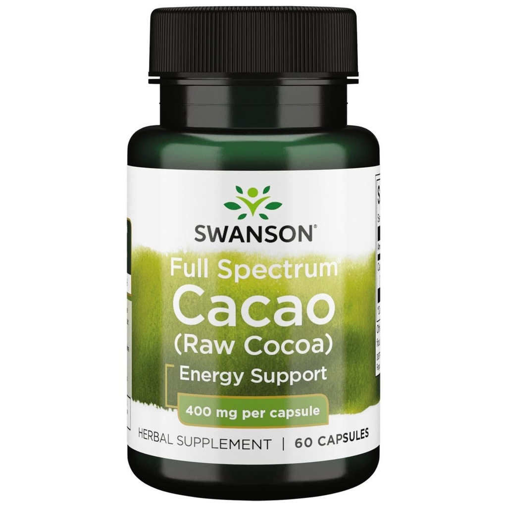Swanson Full Spectrum Cacao (Rote Kakao) - Kräuterergänzung Förderung Mild Energy Support - Traditionelle Ganze Fruchtformel - (60 Kapseln, 400mg Jeder)