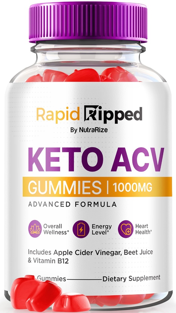 NutraRize Rapid Ripped Keto ACV Gummis, Keto + ACV 1000 MG, Alle natürlichen Apfel Apfel Apfel Apfel-Essig Gummy Pillen, maximale Stärke Keto Vitamins Plus ACV, Bewertungen (60 Gummi)