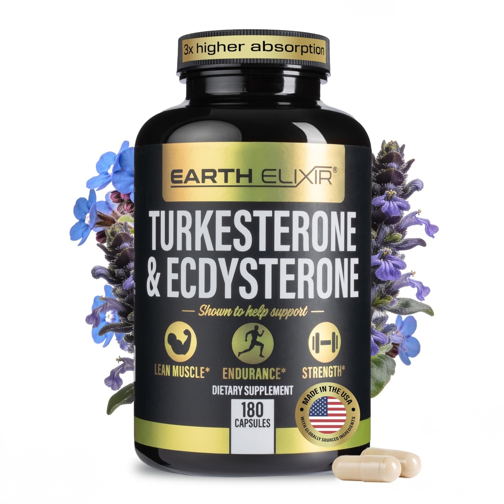 Turkesterone & Ecdysterone – Natürliche Testosteron-Unterstützung, 2-in-1 Hohe Potenz Turkesterone Ergänzung für Männer & Frauen mit 95% Beta Ecdysterone - Stärke, Energie und Vitalität – 180 Kapseln