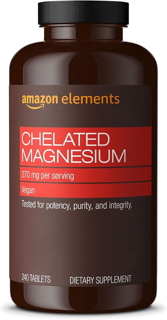 Elementi - Magnesio Chelato, 240 compresse, 270 mg per Serving, come Magnesio Glycinate Chelato, Vegan