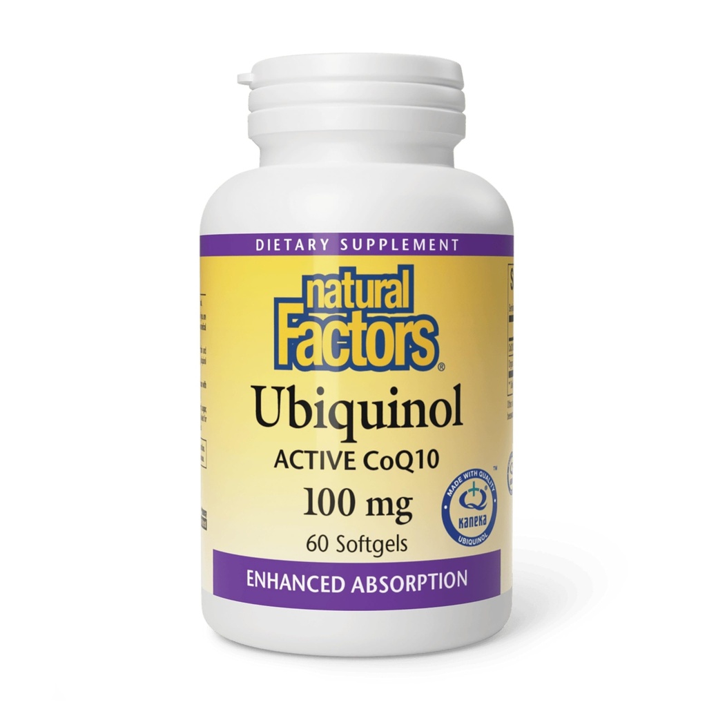 Natürliche Faktoren Ubiquinol 100 mg - Unterstützt Herz-Gesundheit & Natürliche Vitalität - Antioxidante Unterstützung Ergänzung mit Superior Absorption - Energie-Unterstützung mit Flaxseed Oil - 60 Softgels (60 Servietten)