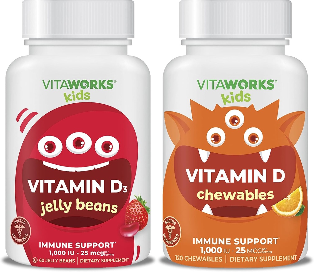 Kinder Vitamin D3 1000 IU Jelly Bohnen + Vitamin D3 1000 IU Kaubare Bundle