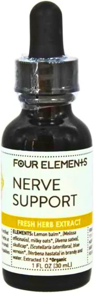 Quattro Elementi 4E Nerve Support Herbal Tincture Blend, 100% Certificato fresco erbe aromatiche, 1 FL OZ