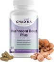 Mushroom Boost Plus - 10-in-1 Mushroom Supplement con Cordyceps, Lion’s Mane, Reishi, Turkey Tail & Shiitake - Supporto immunitario, Energy & Brain Supplement - 60 Veggie Capsule