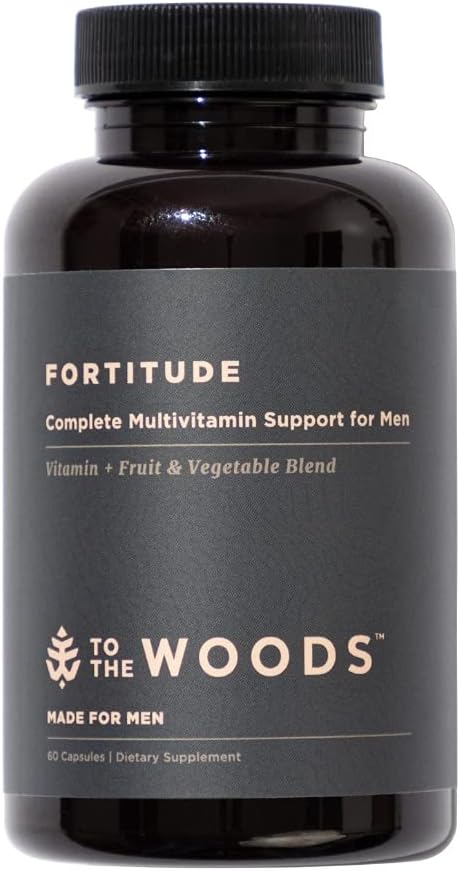 Zu The Woods Fortitude Komplette Multivitamin-Unterstützung für Männer - 20 Bio-Roh-Fruchten & Gemüse, 24 essentielle Vitamine & Minerale - Immungesundheit, Energie-Booster (1 Flasche, 30 Kapseln)