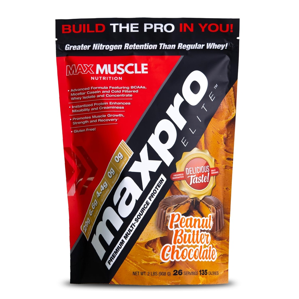 Max Muscle Maxpro Elite Whey Protéines Poudre de 30g Protéines 0g Sucre 6,6g BCAAs