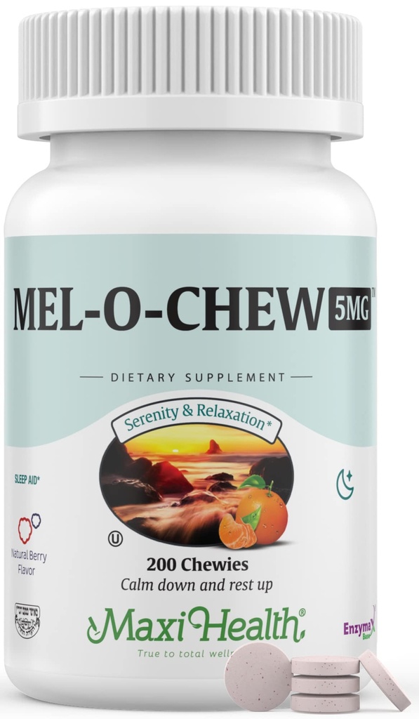 Maxi Health Melatonin 5mg Extra-Strength Fast Acting Melatonin – Ermutigen Sie natürlichen Schlaf mit Melatonin'– Non-Habit Forming Sleep Support Kosher (200 Einheiten)