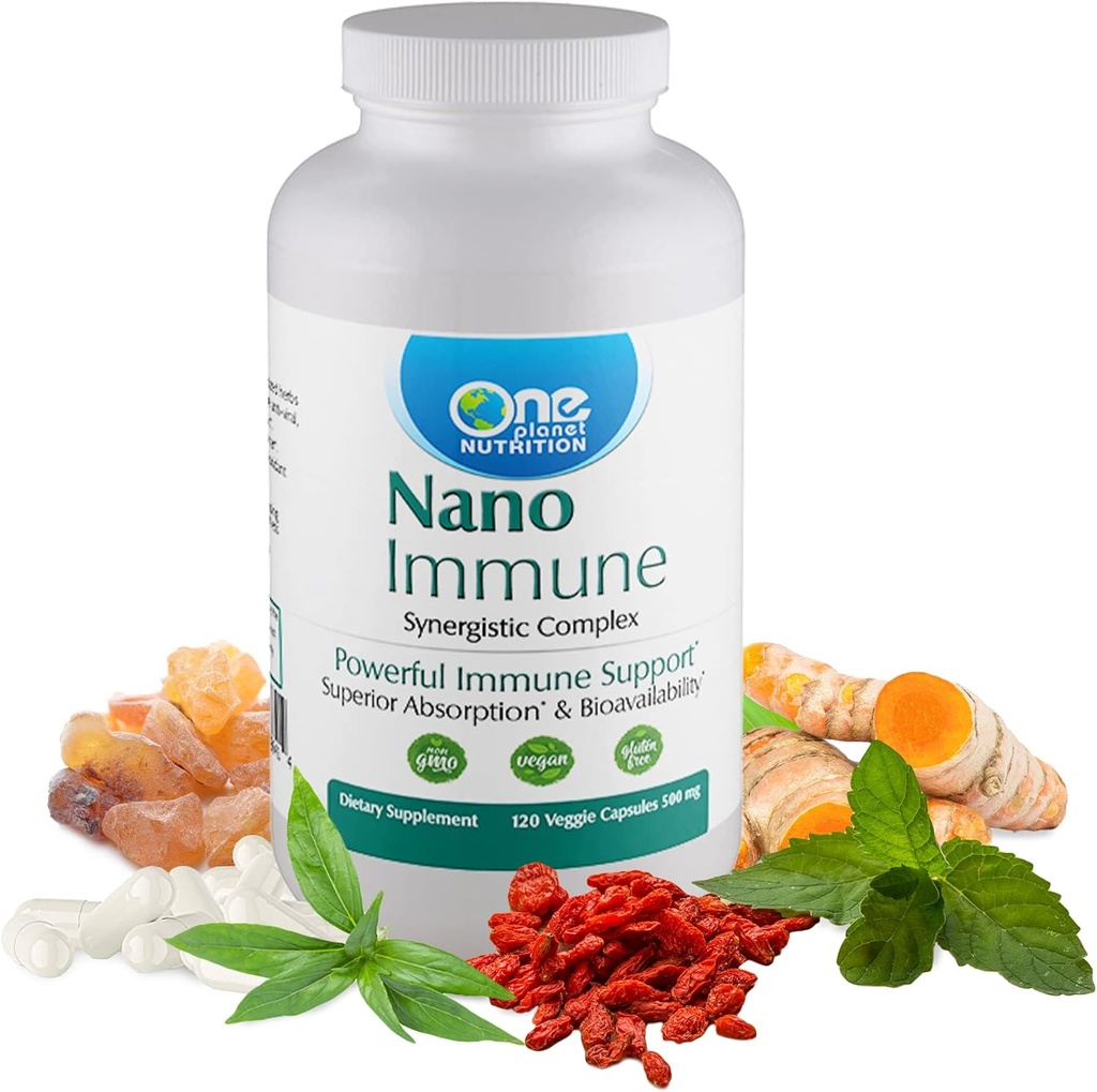 One Planet Nutrition Nano Immune 500 mg Veggie Kapseln (120 Portionen), Synergistische Mischung von 5 Nano-Sized Kräutern, verbessert Immunabwehr, Non-GMO, Vegan, Glutenfrei