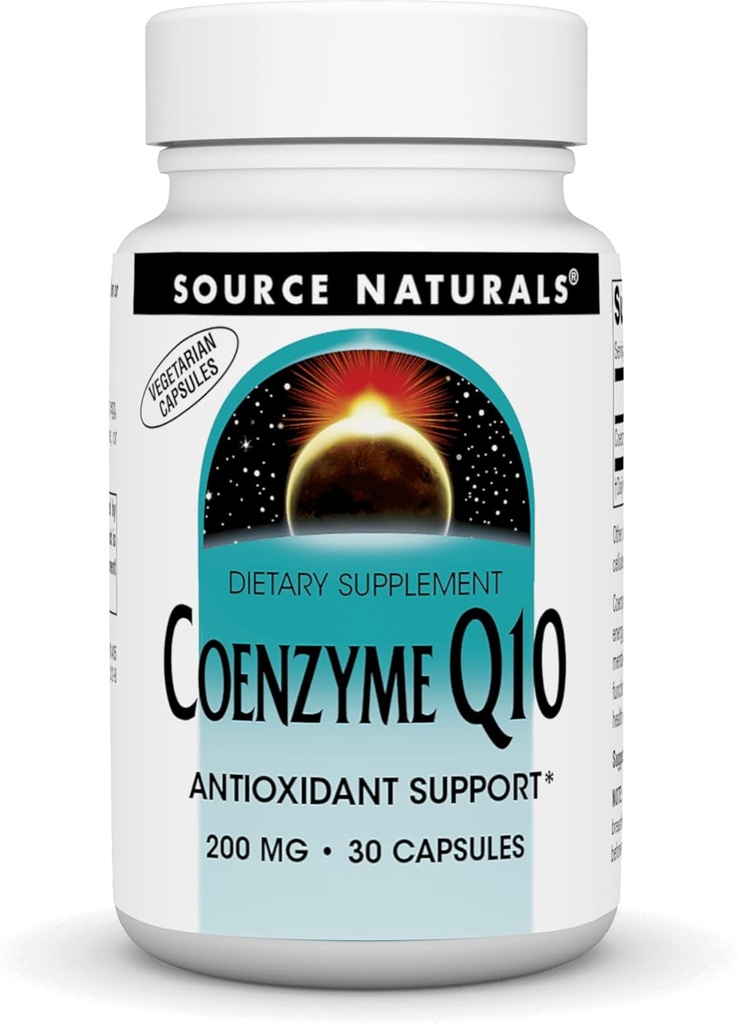 Source Naturals Coenzyme Q10, Antioxidant Support* for Energy Production, Heart Function Support, Antioxidant Protection and Healthy Gums, 200 mg - 30 Vegetarian Capsules