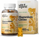 Wild & Organic Magnesium Citrate Gummis 400 mg - Relaxing Chewables for Calm and Mood - Calming Magnesium Citrate Supplement - 60 Vegan, Non-GMO Powder Based Chews