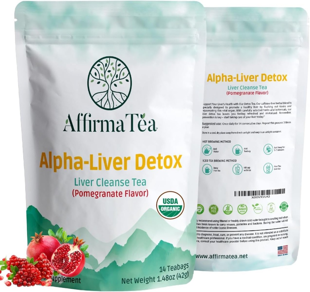 Organic 14-Day Detox: Supporta il fegato e la salute del rene con Potente Silymarin dal seme di cardo del latte, dadelion & Burdock. Sapore naturale di melograno.