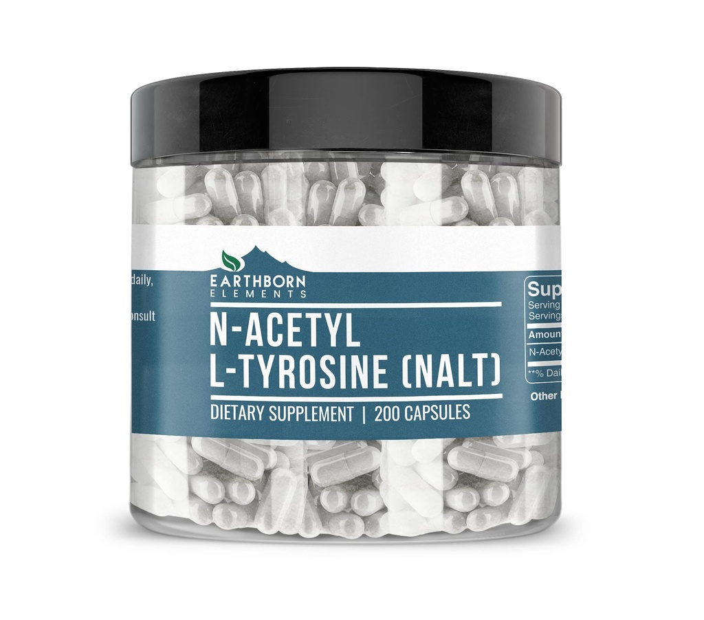 Éléments terriens N-acétyl L-tyrosine (NALT) 200 capsules, pures et non diluées, sans additifs