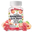 Magnesio Glycinate Gummies 2500mg - Zucchero Gratuito Magnesio Potassio Supplemento con Vitamina D, B6, CoQ10 per Calma Mood & Sleep Support - 90 Peach Gummies
