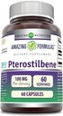 Formules étonnantes Supplément de Pterostilbene $ 100 Mg par service $ 60 Capsules $ Non-GMO $ Sans gluten $ Fabriqué aux États-Unis