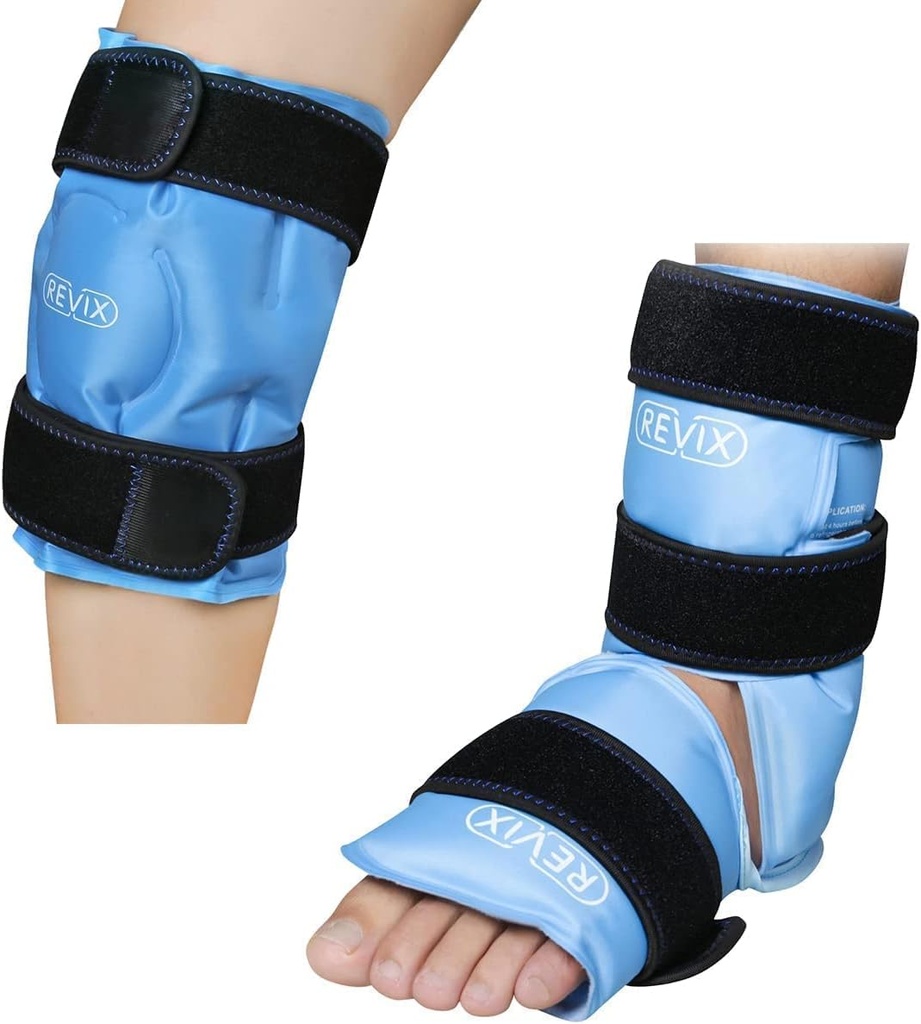 REVIX Knöchel Ice Pack Wrap für Verletzungen Reusable und REVIX Ice Pack für Knie Schmerzen Relief, Wiederverwendbare Gel Ice Wrap für Beinverletzungen