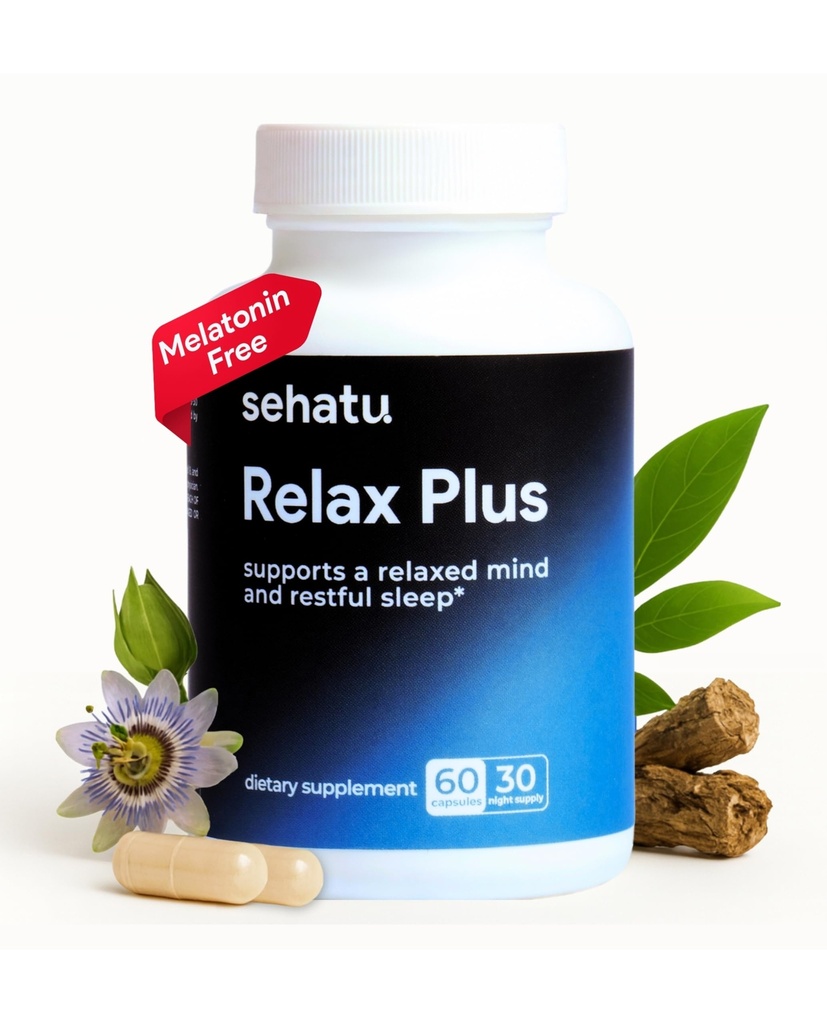 Relax Plus Stress Relief Supplément avec GABA, L-Theanine, Ashwagandha, Valerian Root.