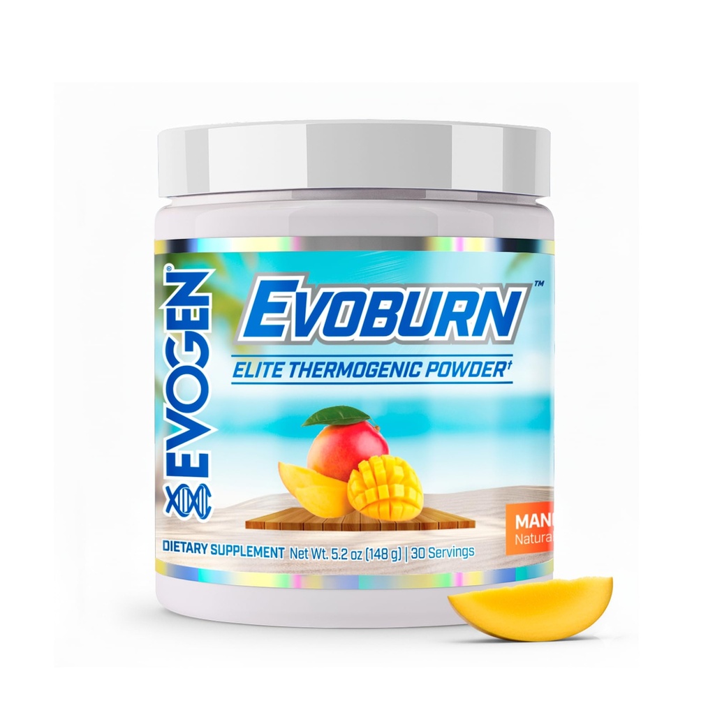 Evogen Evoburn - Bruciatore grasso termogenico per gli uomini e le donne | Energia, Focus, & Appetite Control | Advanced Metabolism Booster Fat Burner Formula con MitoBurn & Caffeine | Mango | 30 Servings