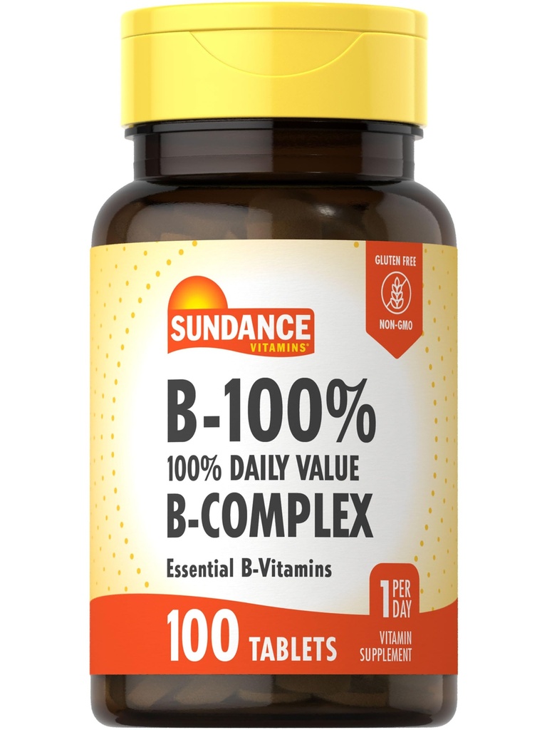 Sundance Vitamin B-Komplex 100% Tageswert | 100 Tabletten | Vegetarisch, Non-GMO, und glutenfreie Ergänzung