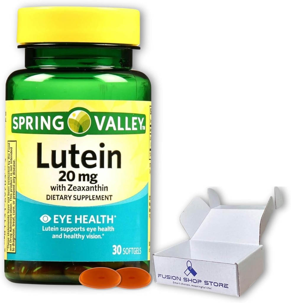 Spring Valley Lutein 20mg- avec Zeaxanthin 30 softgels (paquet de 1), Boxed by Fusion Shop Store