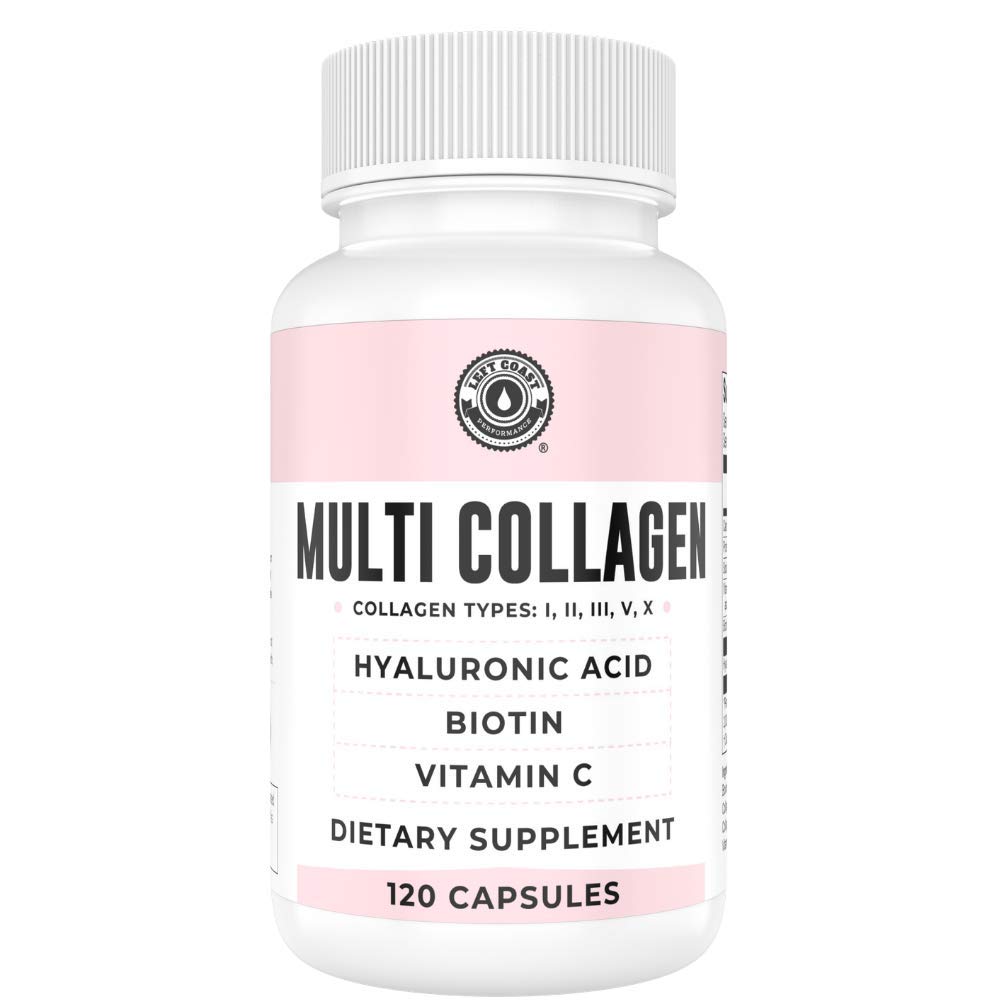Capsule di collagene con Biotina, Acido Ialuronico, Vitamina C, Capsule Peptide Multi Collageno I, II, III, V, X Per Pelle, Capelli, Unghie e Integratore Comunitario* 120 Conte
